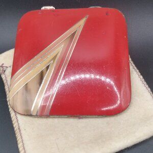 Bliss Brothers BB Co Art Deco Red Enamel Powder Compact Vintage